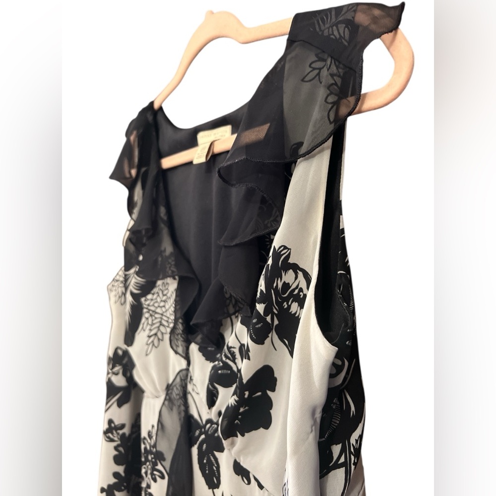 Jonathan Martin Floral Black and White Midi Women's Dress Sz 18 - Picture 5 of 7